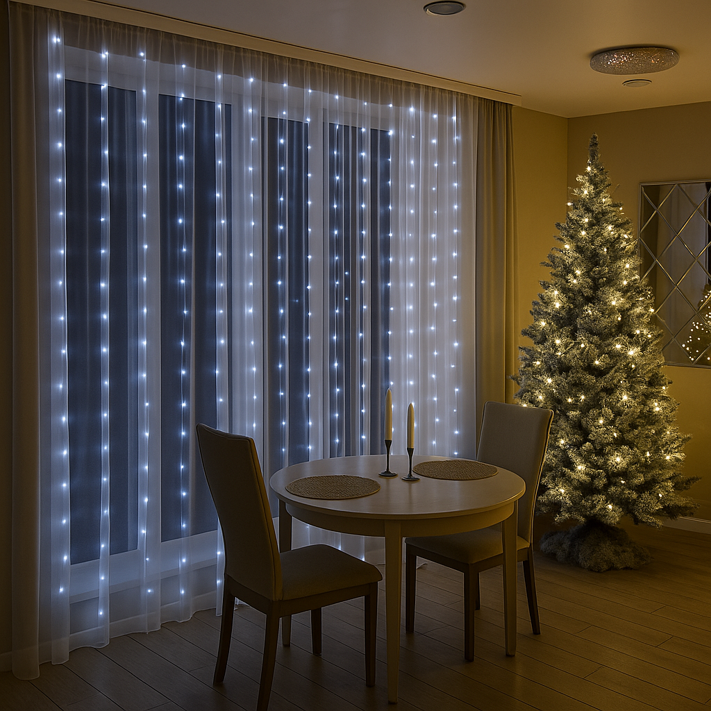Гірлянда штора LED 300 кімнатна крапля роси 3х3 м з пультом Білий (CC18043-w-r)