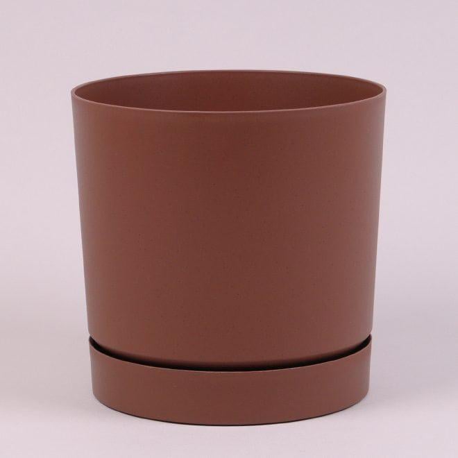 Горшок пластиковый с подставкой Flora Tubo P 11 см Коричневый (93306)