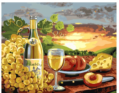 Картина по номерам Brushme Белое вино с фруктами (GX24252) Картина по номерам Brushme Белое вино с фруктами (GX24252)