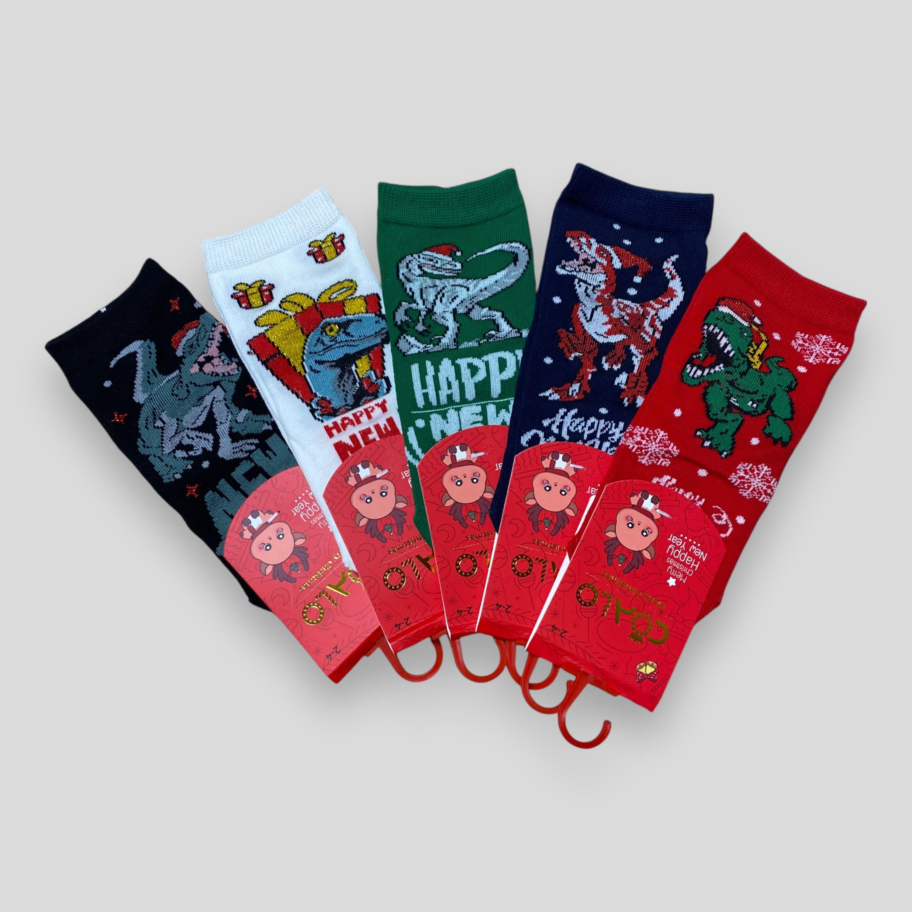 Носки новогодние детские Coalo Дино демисезон 5 пар 2-4 года (JCM5002I)