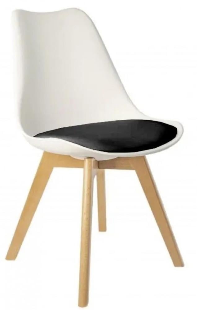 Кресло со спинкой Bonro B-487 на ножках из экокожи до 120 кг Белый/Черный (106-76-40070006)