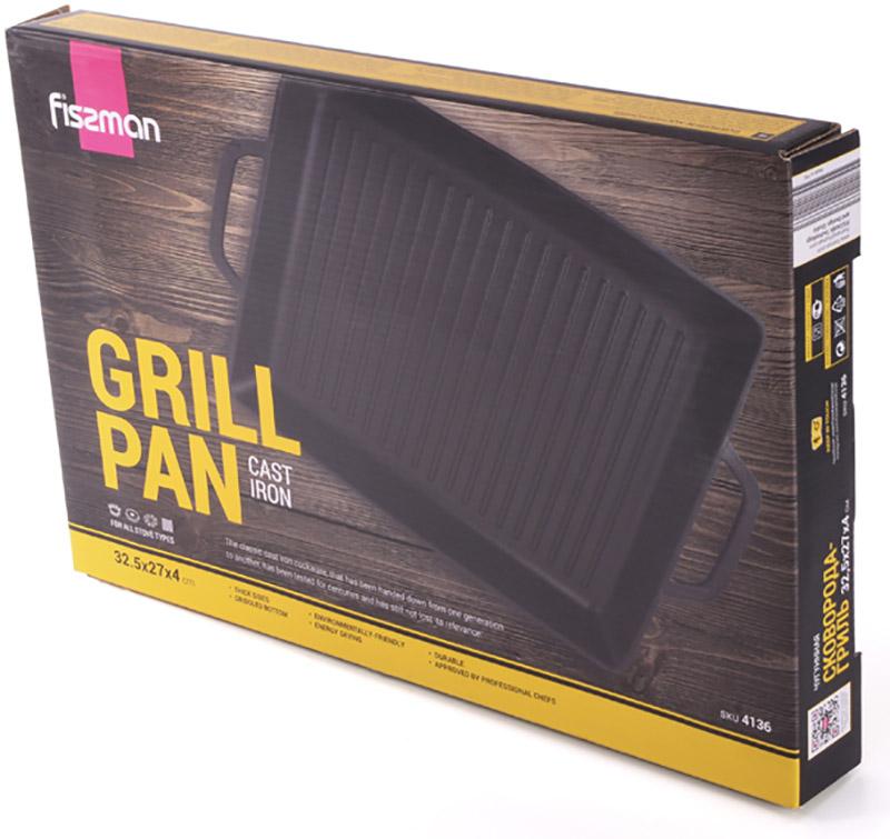 Сковорода-гриль Fissman Naestved чавунна 32,5х27х4 см з литими ручками (FN-4136) - фото 3 Сковорода-гриль Fissman Naestved чавунна 32,5х27х4 см з литими ручками (FN-4136) - фото 3