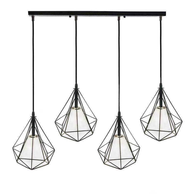 Люстра подвесная Light House NM-15297/4 BK+WH планка на 4 лампы Черный