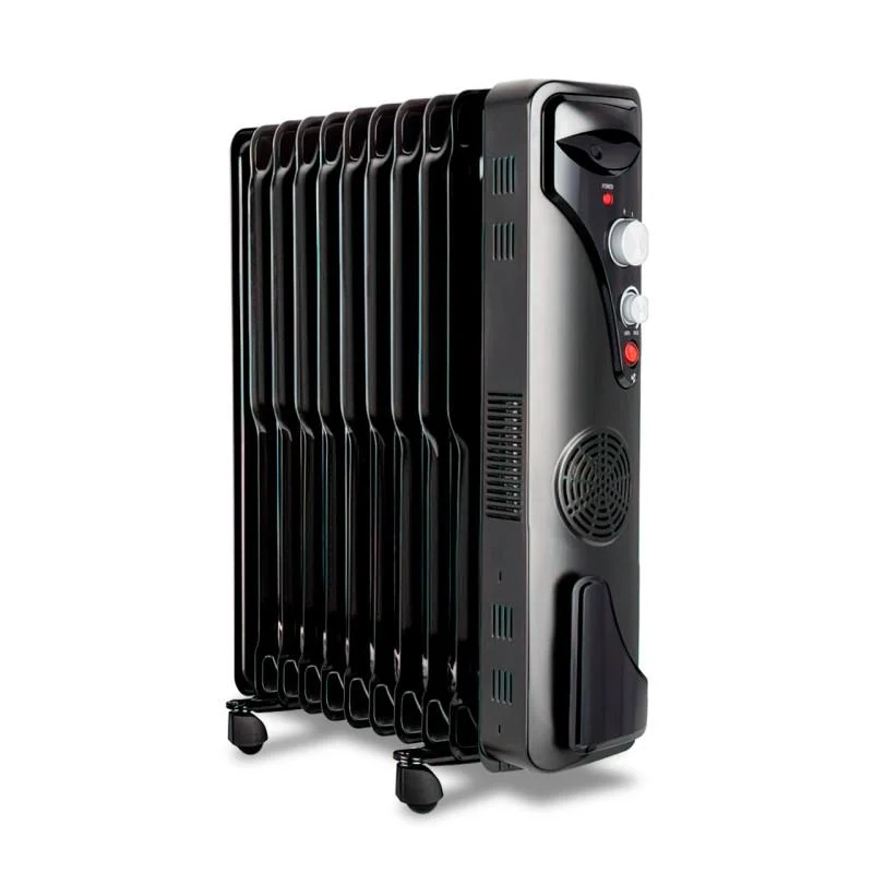 Обігрівач масляний RAF R.0929 з вентилятором на 9 секцій 2400 W Чорний
