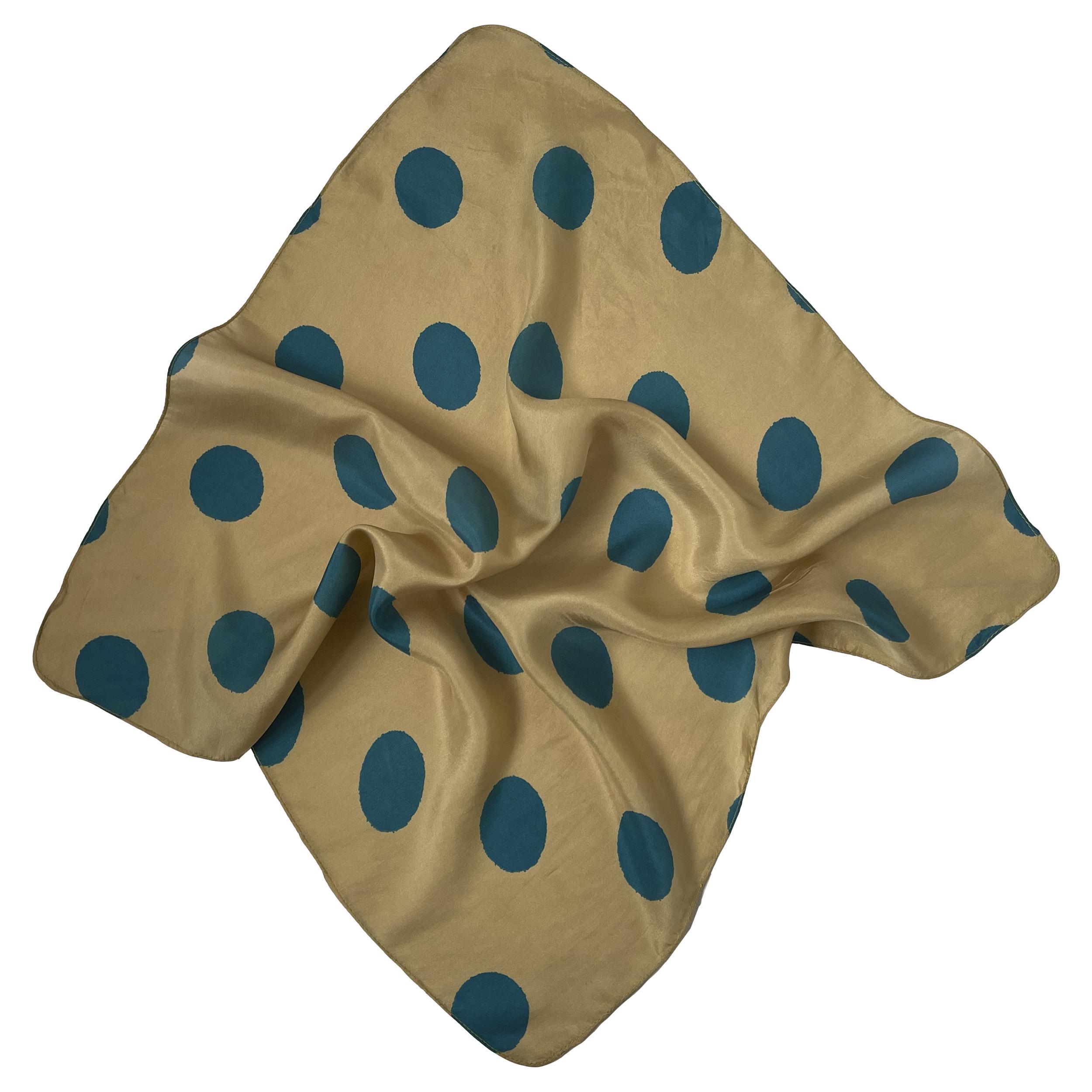 Натуральный шелковый платок Silk Route 50х50 см Золотистый/Синий (1264)