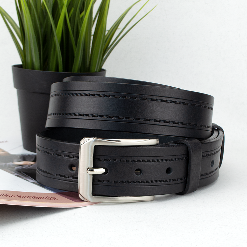 Ремень кожаный мужской SF-3597 классический 135 см Черный (1859809958)