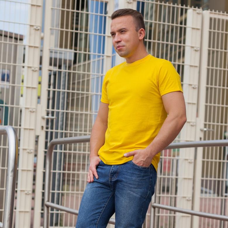 Футболка мужская GBI Стандарт хлопковая XXL Желтый (12549)