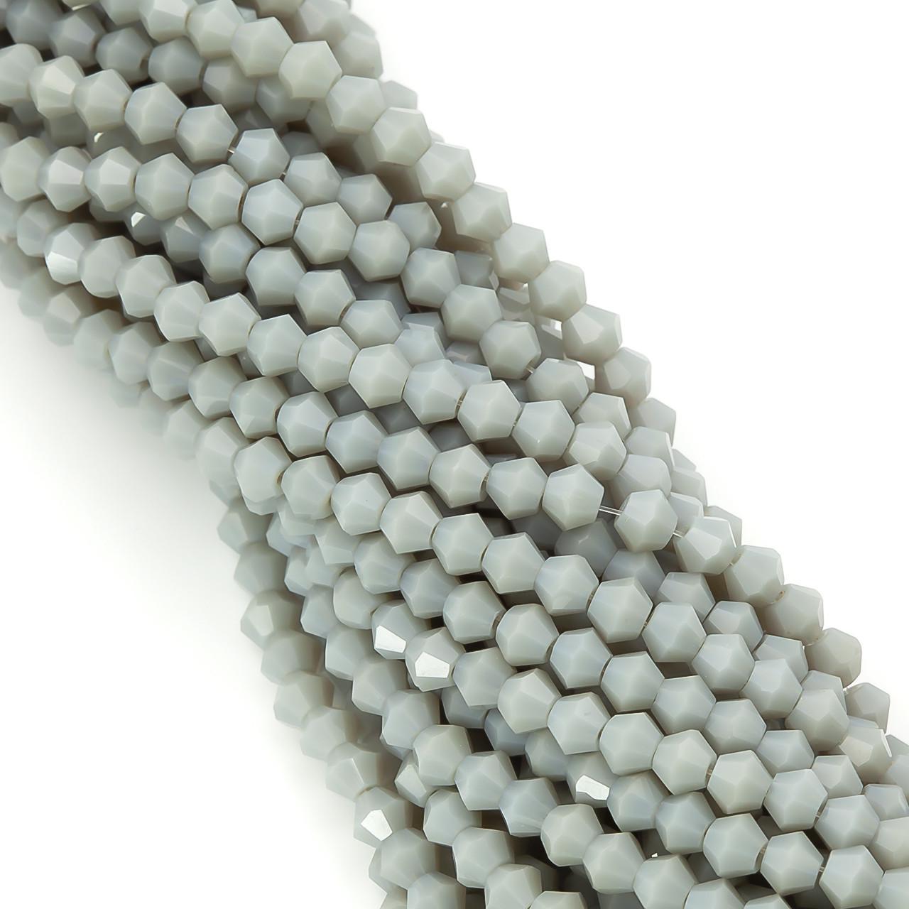 Бусины хрустальные Биконус 4х4,2 мм 95 шт. непрозрачный Серый (БИ0004к39)