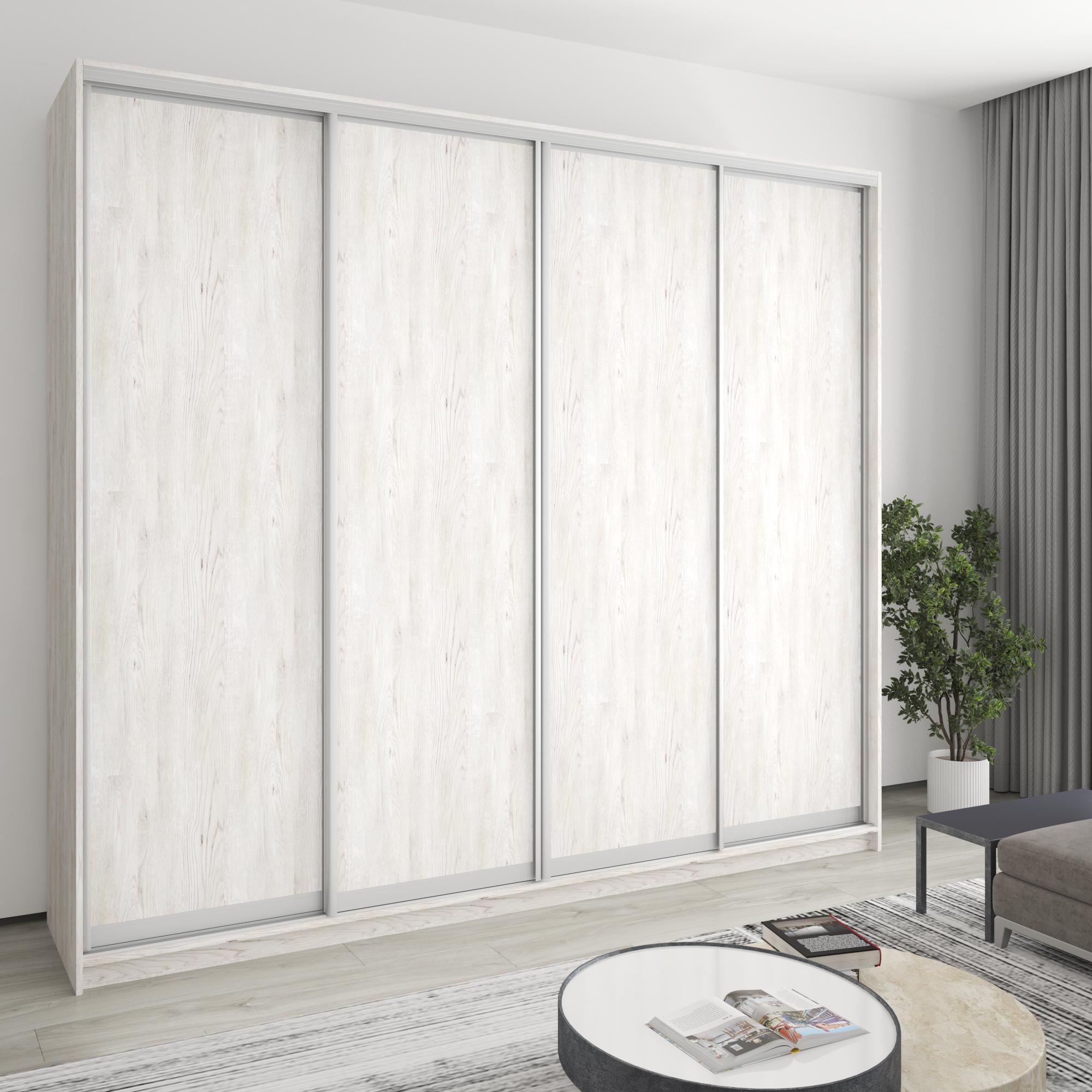 Шкаф-купе четырехдверный MebelStar Комбо AL 4 ДСП 270x60x240 см Аляска серый (MBS-13256) Шкаф-купе четырехдверный MebelStar Комбо AL 4 ДСП 270x60x240 см Аляска серый (MBS-13256)