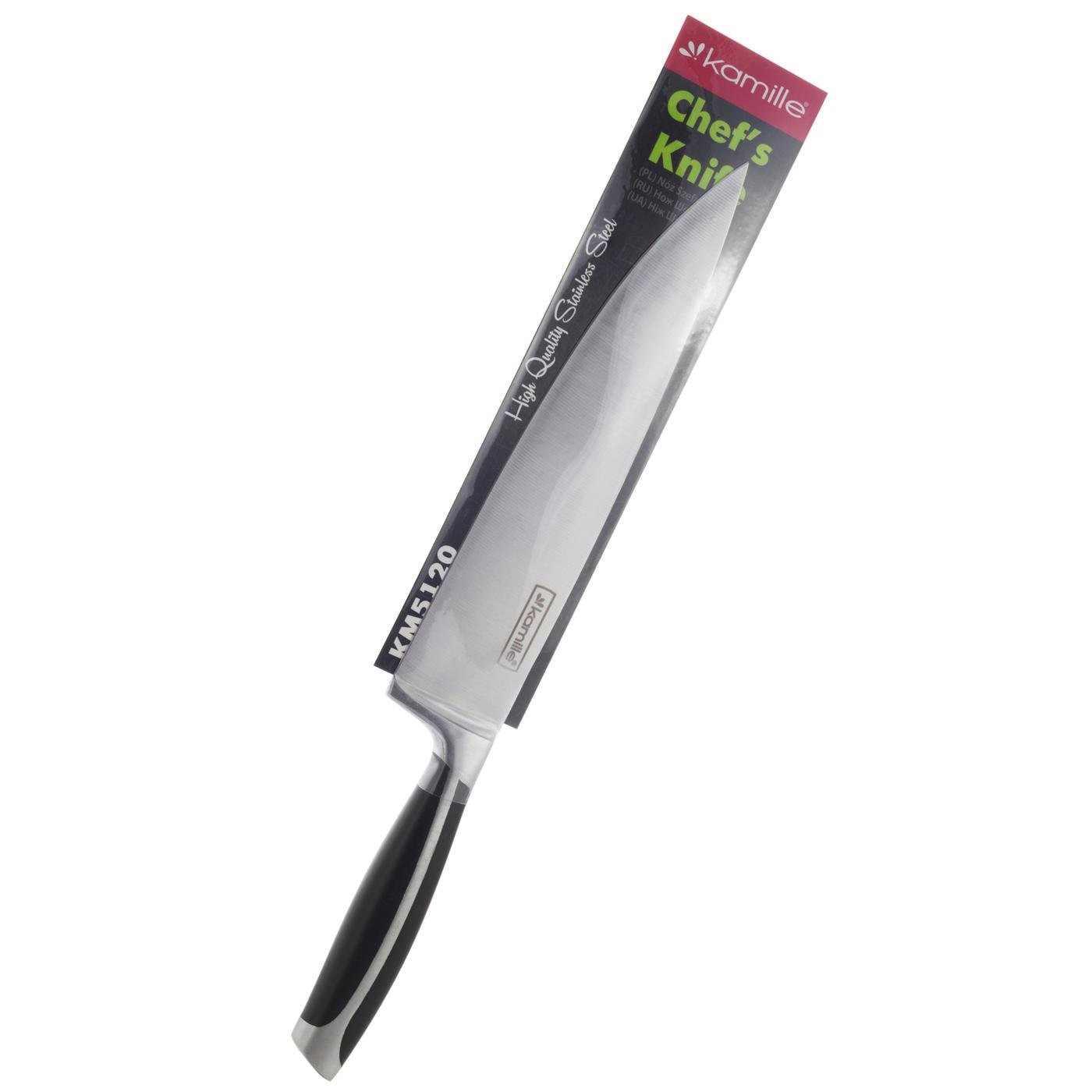 Нож кухонный Kamille Шеф повар из нержавеющей стали с ручкой из ABS пластика 20 см (5120)