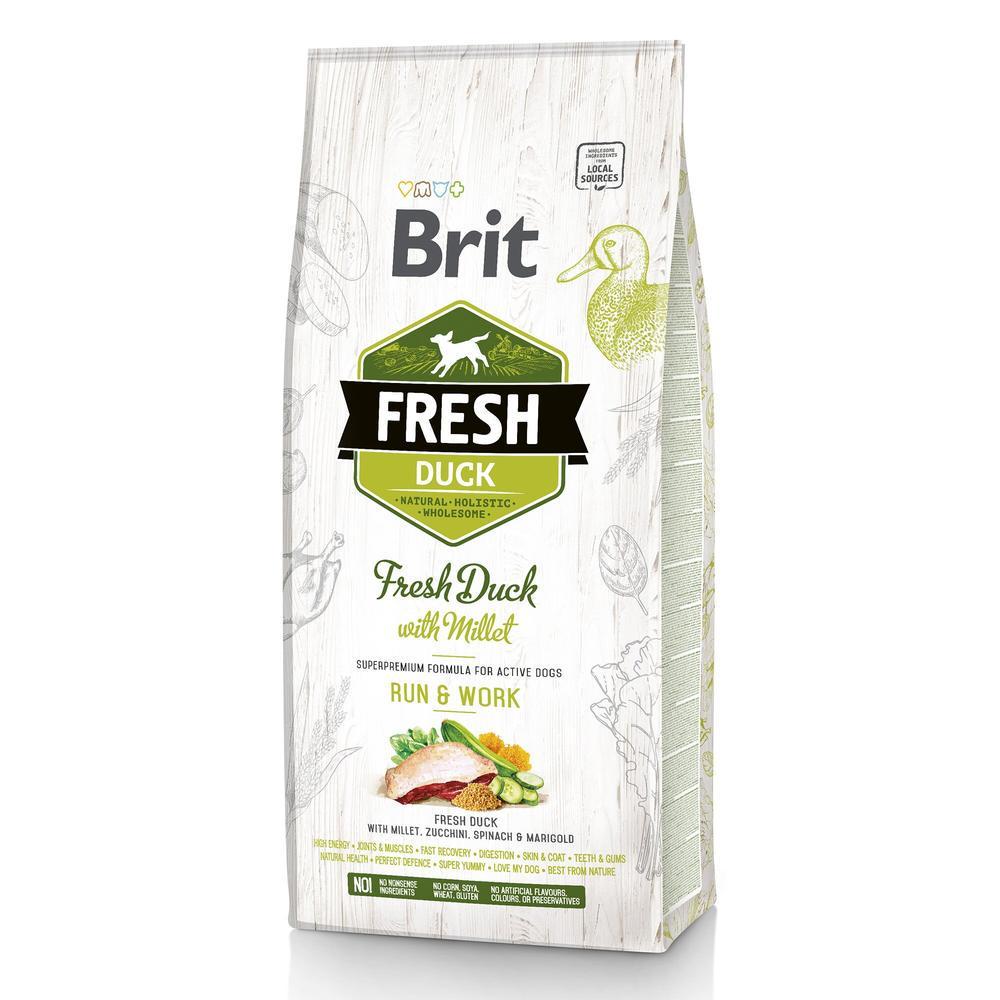Сухой корм Brit Fresh для взрослых собак с уткой и пшеном 12 кг (2140079343)