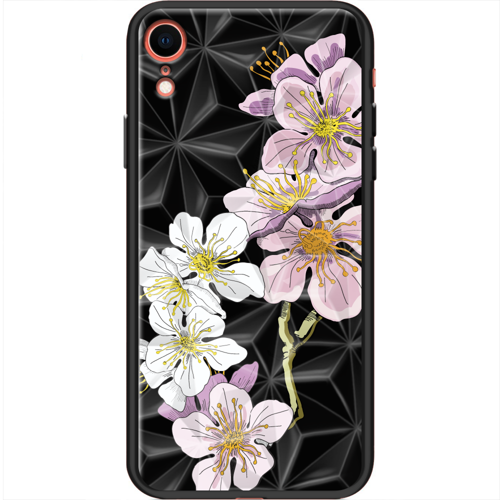 Чехол Boxface iPhone XR Cherry Blossom Черный силикон с призмой (35417-cc4-37859)