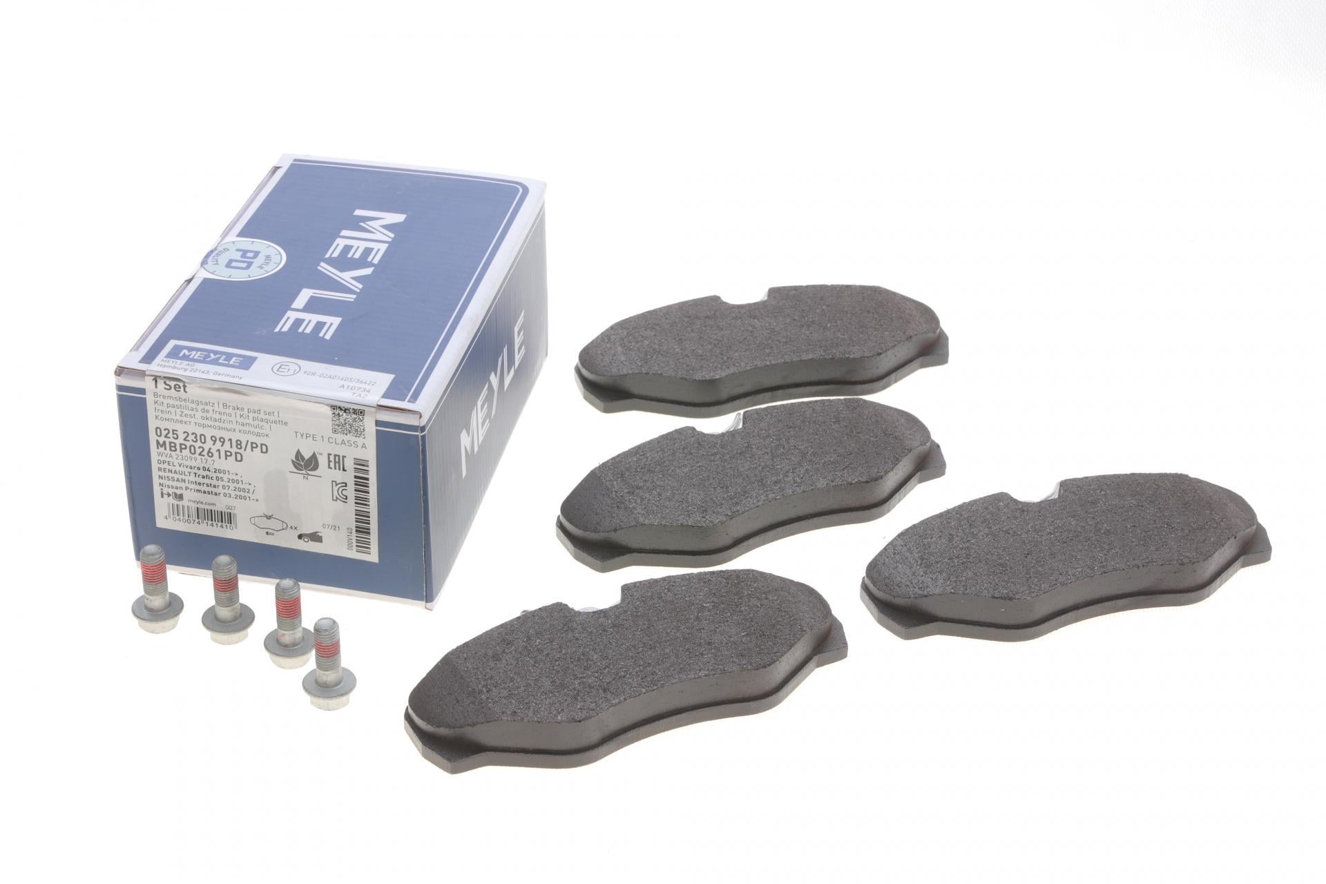 Колодки гальмівні передні Meyle для Renault Trafic/Opel Vivaro 01- Platinum (025 230 9918/PD)