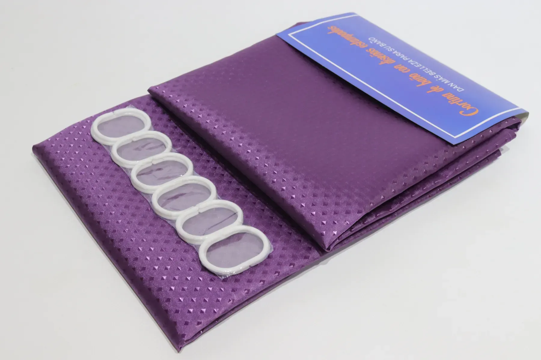 Шторка для ванной с кольцами однотонная 240х180 см Фиолетовый (5314/violet)