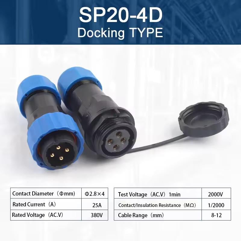Разъем герметичный SP20 4D-F-M 4pin 25А IP68 (2667603184) - фото 4