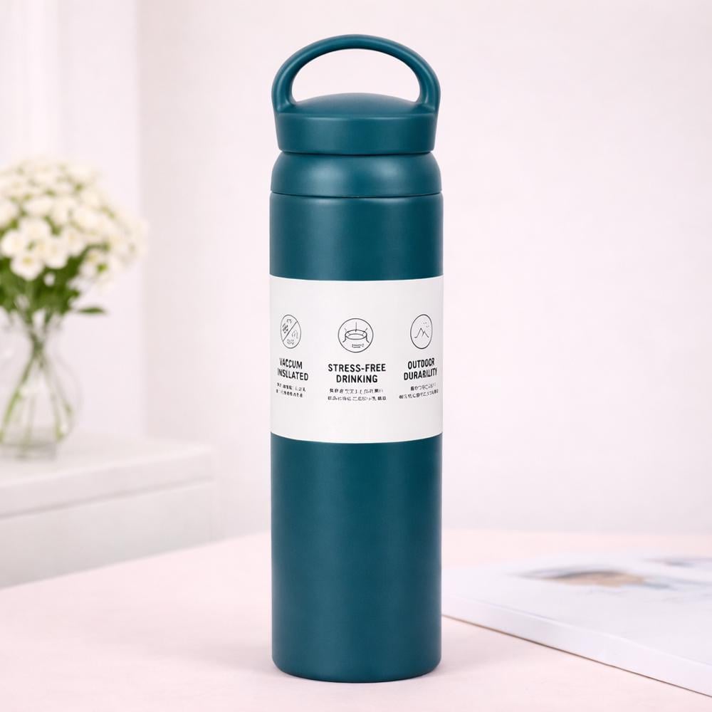 Термос дорожный 124697 500 мл из нержавеющей стали 304 с двойной крышкой и ручкой Синий