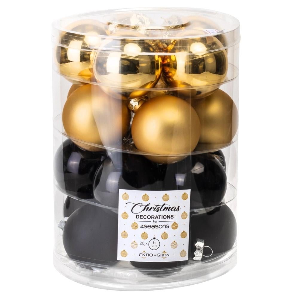Набір скляних ялинкових куль Тепло Різдва 6 см 20 шт. (6024-015)