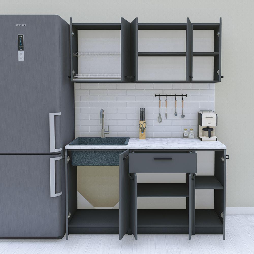 Кухня готовая 1,5 м 150 см Графит (МП45б) - фото 2 Кухня готовая 1,5 м 150 см Графит (МП45б) - фото 2