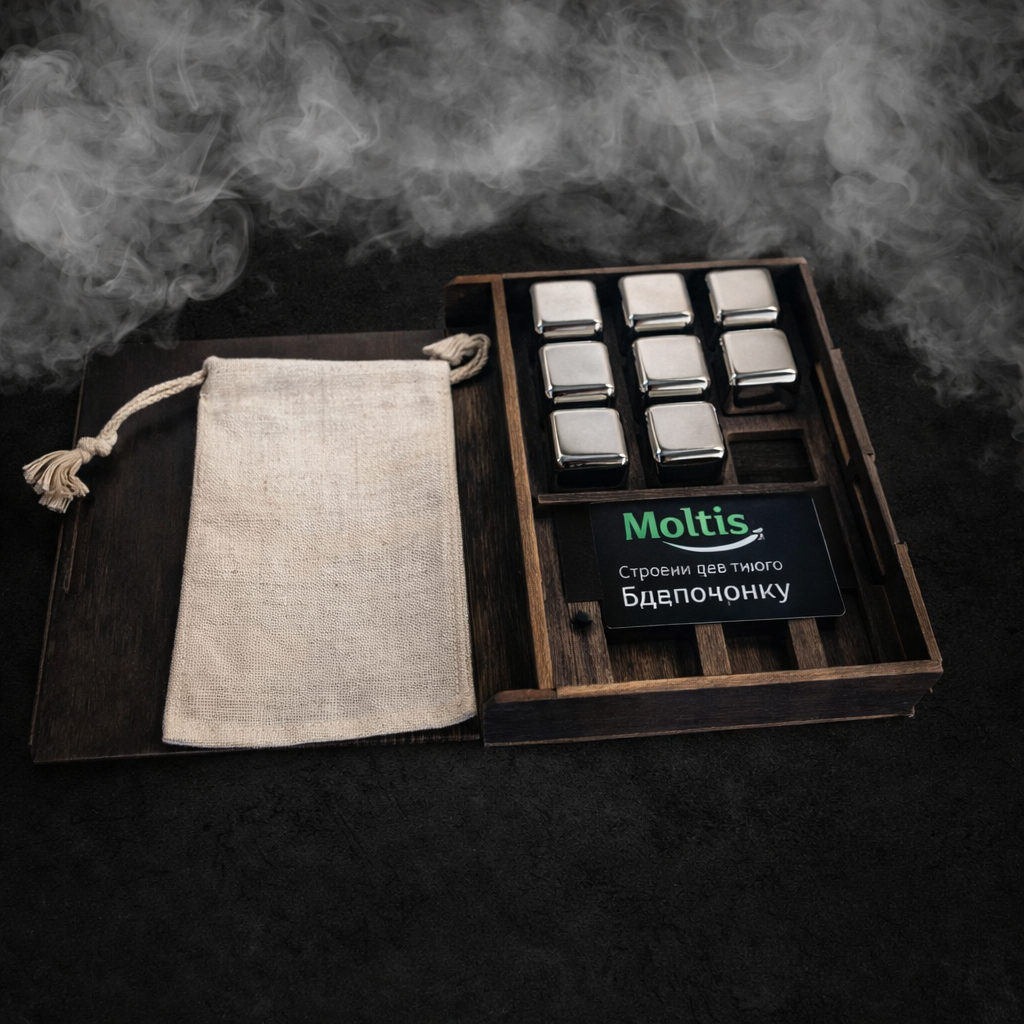 Кубики для віскі Moltis Relax Whiskey Stones Wood з металу 8 шт. Срібний (MBS - 10502) Кубики для віскі Moltis Relax Whiskey Stones Wood з металу 8 шт. Срібний (MBS - 10502)