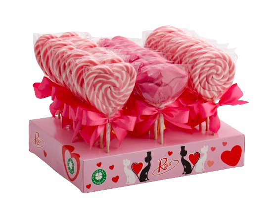 Льодяники Roks Пінк мікс Равлик/Губи/Серце вите з бантиком дисплей 50 г 50 мм 27 шт. 1,350 кг (17)