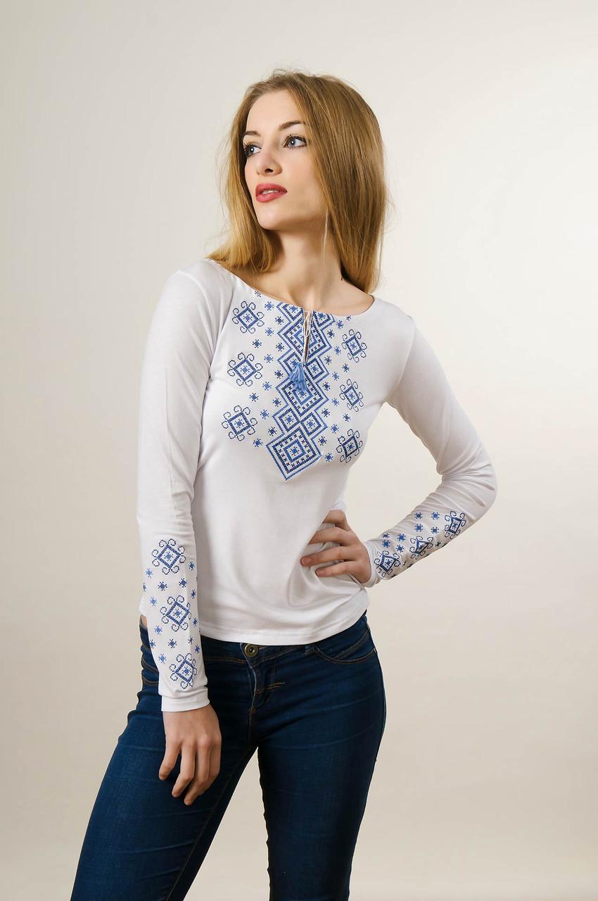Женская вышиванка на длинный рукав Melanika Голубой карпатский орнамент A-2 XXL