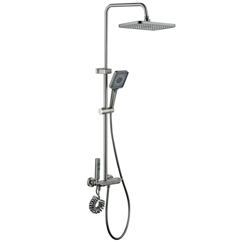 Душевая колонна со смесителем MIXXUS PREMIUM MARLIN 009-J Graphite с кнопкой переключения 4 режима (MI6831)