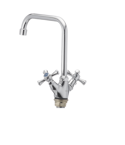 Смеситель для кухни Cron SMES-276 высокий с двумя вентилями цинковый сплав Хром (b-CR0072) - фото 4