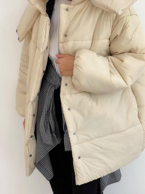 Куртка жіноча пухова ZF Inspire 1021 Оversize L-XL Бежевий (1021-Бж-L-XL) - фото 9 Куртка жіноча пухова ZF Inspire 1021 Оversize L-XL Бежевий (1021-Бж-L-XL) - фото 9