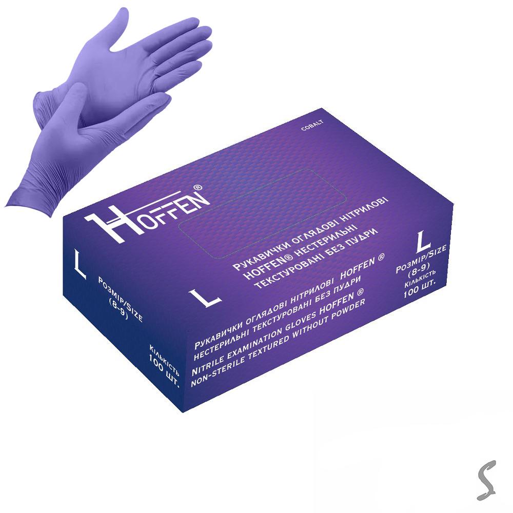 Перчатки нитриловые Hoffen 3.5 г нестерильные текстурированные L 50 пар (HFN-17302L) - фото 2