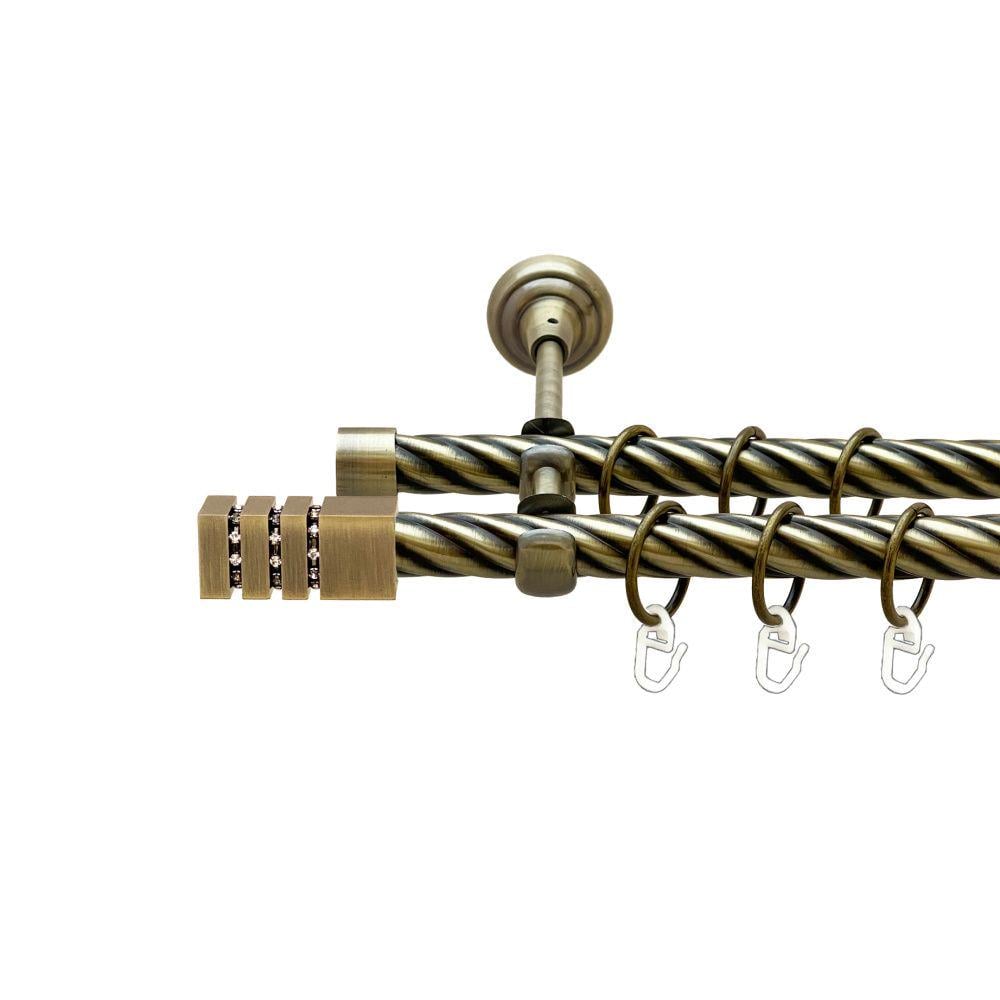 Карниз Orvit Ацтека металевий дворядний відкритий скручена труба кільце металеве 19/19 мм 200 см Антик (00-00022170)