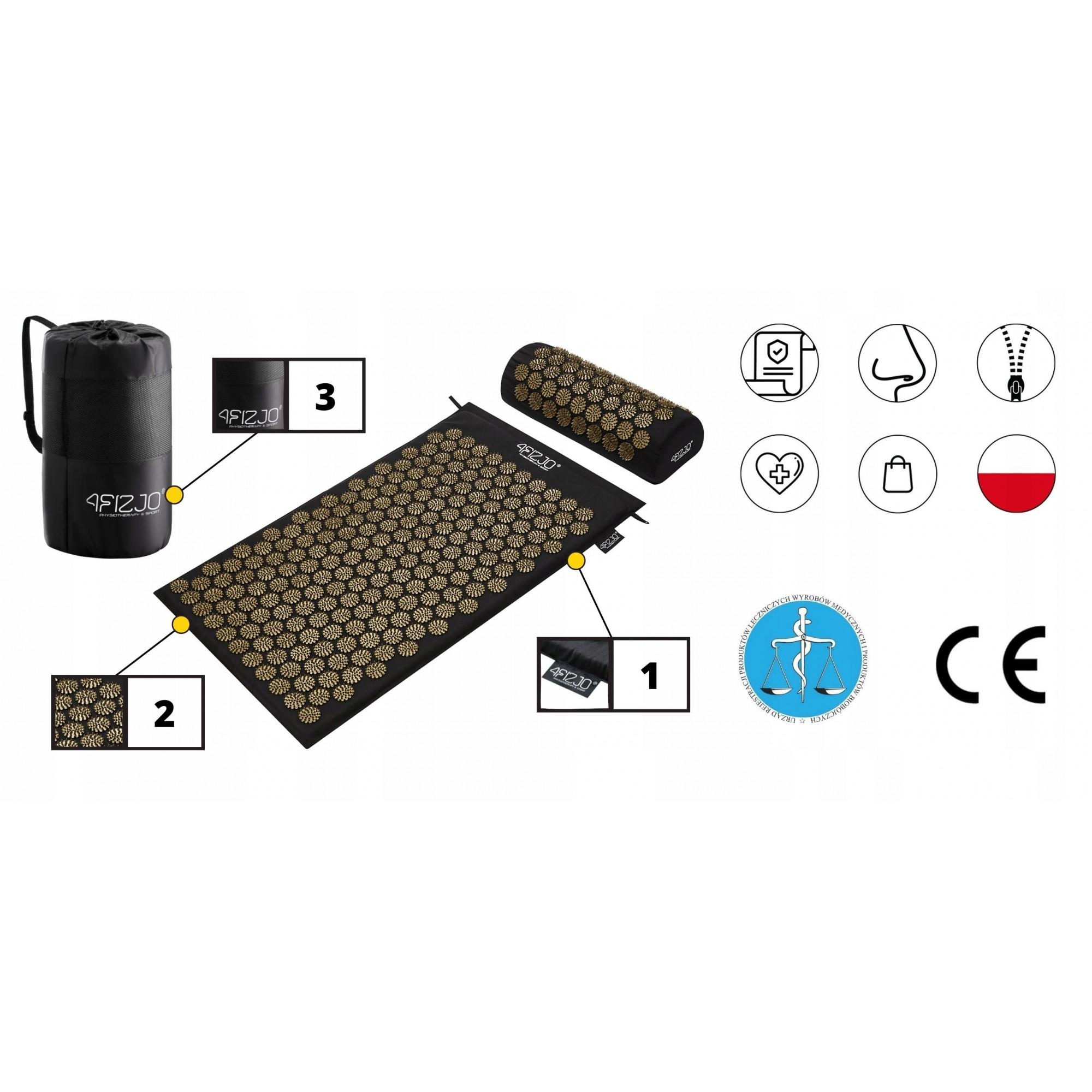Коврик акупунктурный с валиком 4fizjo Classic Mat Black/Gold (P-5907739314987) - фото 7