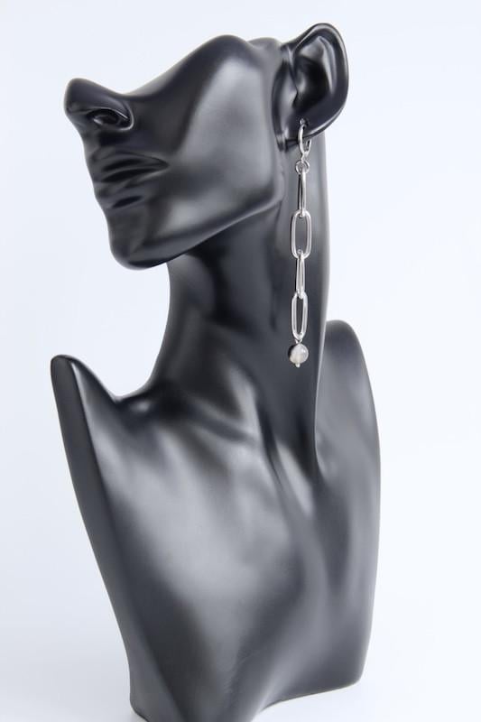 Сережки-ланцюжки родій з натуральним каменем агатом Ліберті ручна робота (ER-0235)