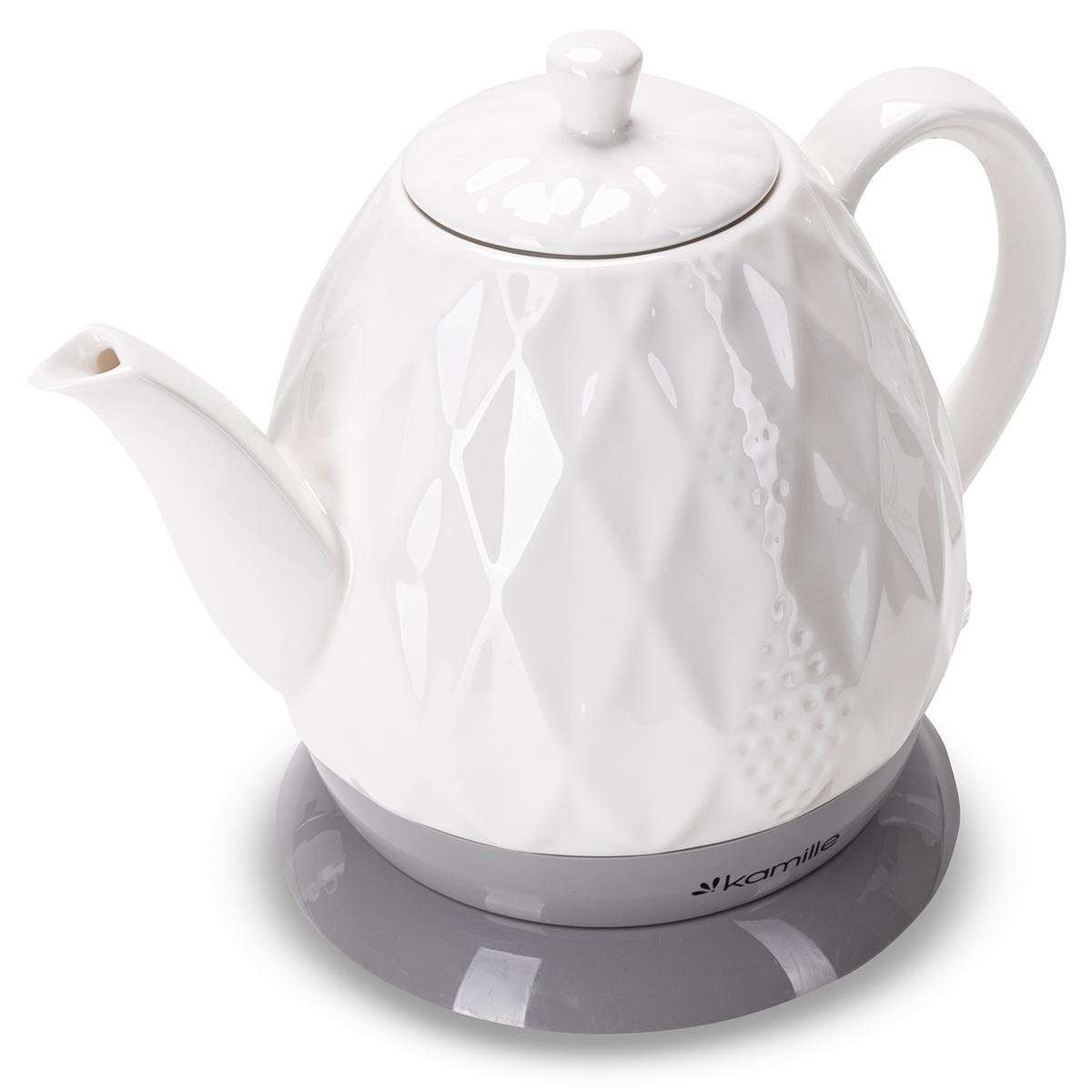 Електрочайник на підставці Kamille KM-1727 керамічний із фіксованою ручкою 1200 W 1,5 л Біло-сірий (124-84-1727) - фото 2 Електрочайник на підставці Kamille KM-1727 керамічний із фіксованою ручкою 1200 W 1,5 л Біло-сірий (124-84-1727) - фото 2