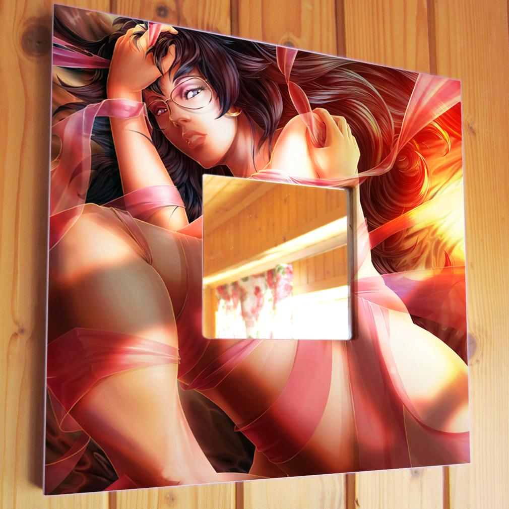 Декоративное зеркало Девушка в стиле аниме 260х260 мм (M03625)