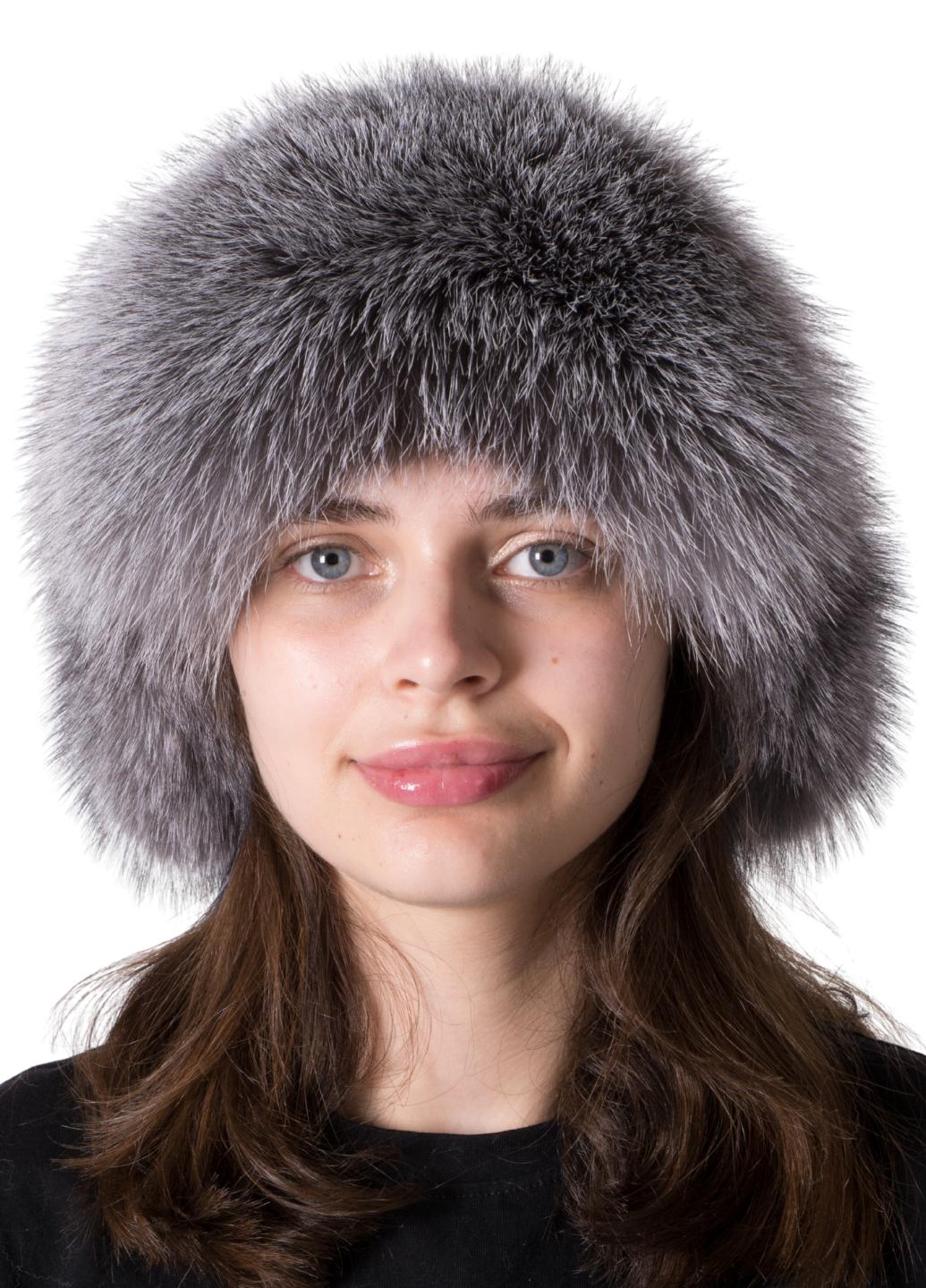 Шапка женская Меховой стиль Ушанка из натурального меха блюфроста XL-XXL Натуральный (401/M/1)