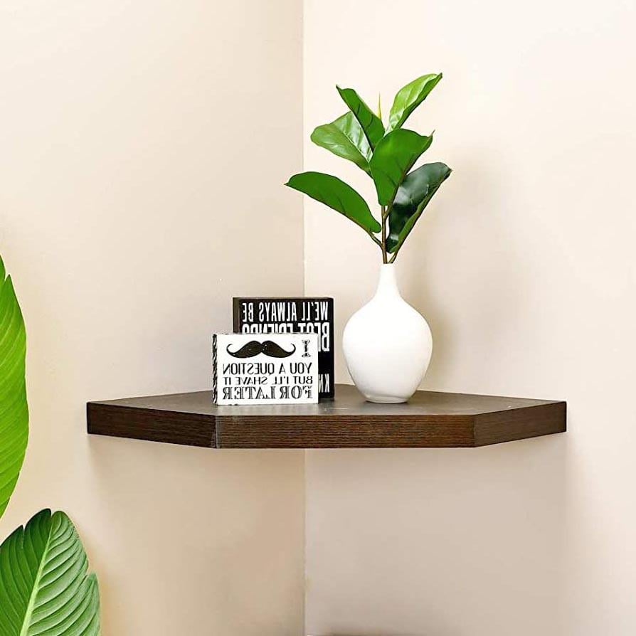 Полка настенная угловая из дерева Романа 45 см Капучино (УНП-450109)