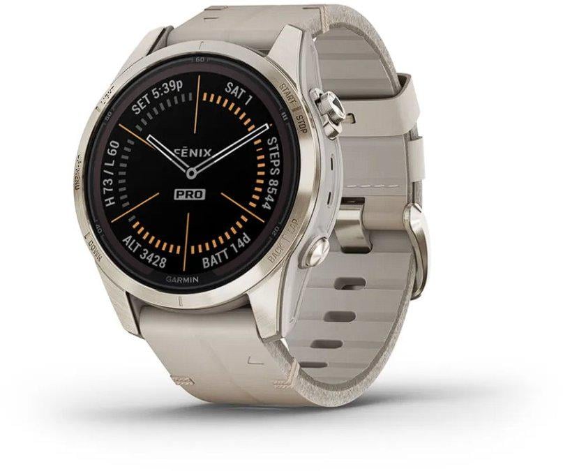 Смарт-часы Garmin Fenix 7S Pro Sapphire Solar Soft Gold with Limestone Leather Band (010-02776-30)