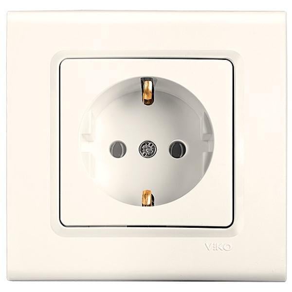 Розетка одинарная с заземлением Viko Linnera Кремовой (00000012575)