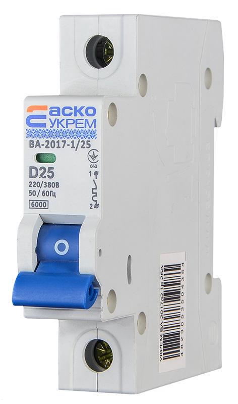 Автоматический выключатель АСКО-Укрем ВА-2017 1P 25А 6кА D (A0010170089) - фото 2 Автоматический выключатель АСКО-Укрем ВА-2017 1P 25А 6кА D (A0010170089) - фото 2