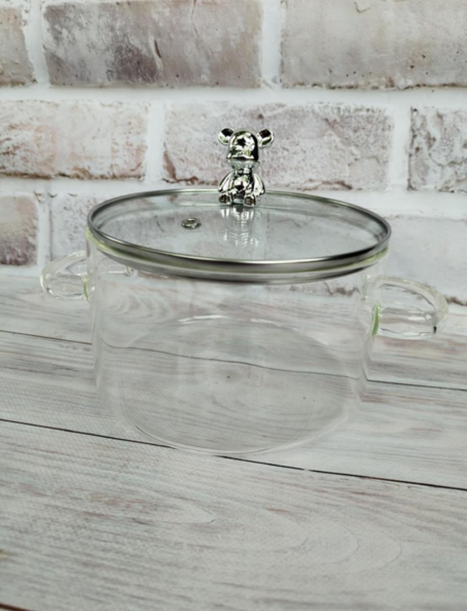 Каструля з кришкою Ведмедик скляна для плити 1,8 л (25562760)