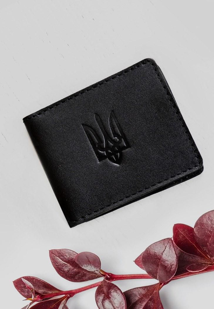 Обложка кожаная для удостоверения с гербом Черный (A-027402)