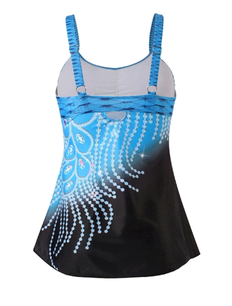 Купальник-платье женский раздельный танкини 7XL Голубой (1441) - фото 5