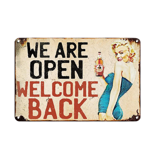 Табличка для бара We Are Open Welcome Back металлическая 20х30 см (VA-1430293511)