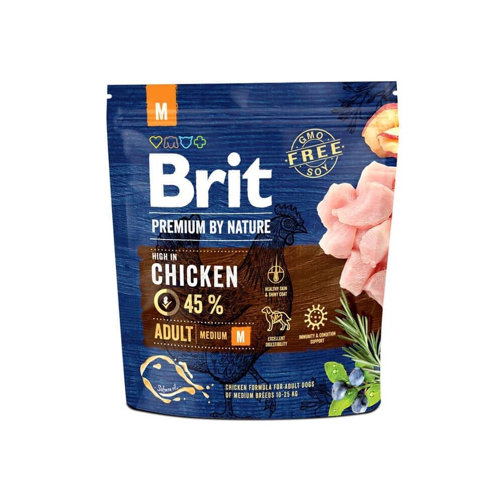 Корм сухой Brit Premium M Chicken для взрослых собак средних пород с курицей 1 кг (526314)