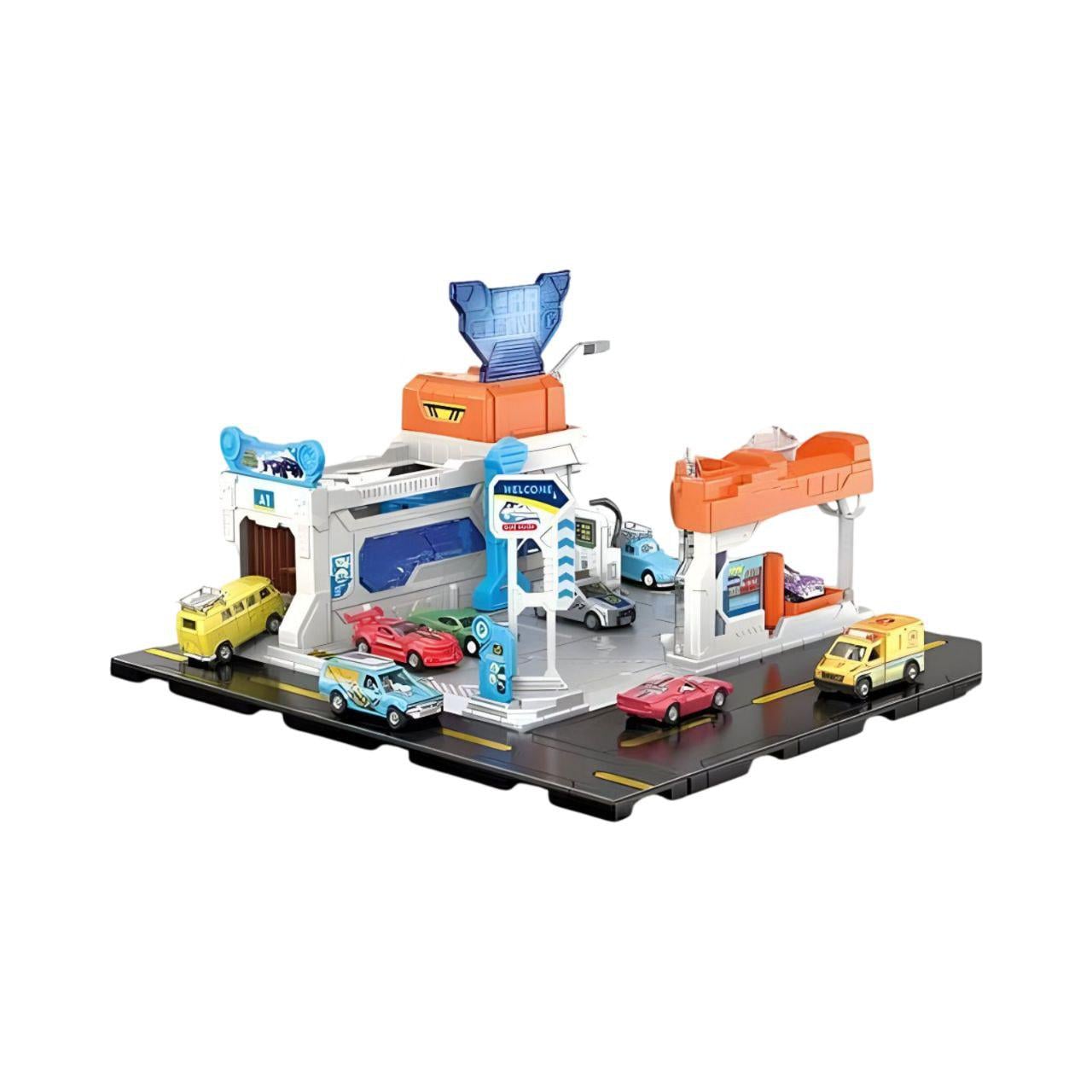 Игровой гараж с подсветкой и звуковыми эффектами/машинками в коробке (SK 6604)