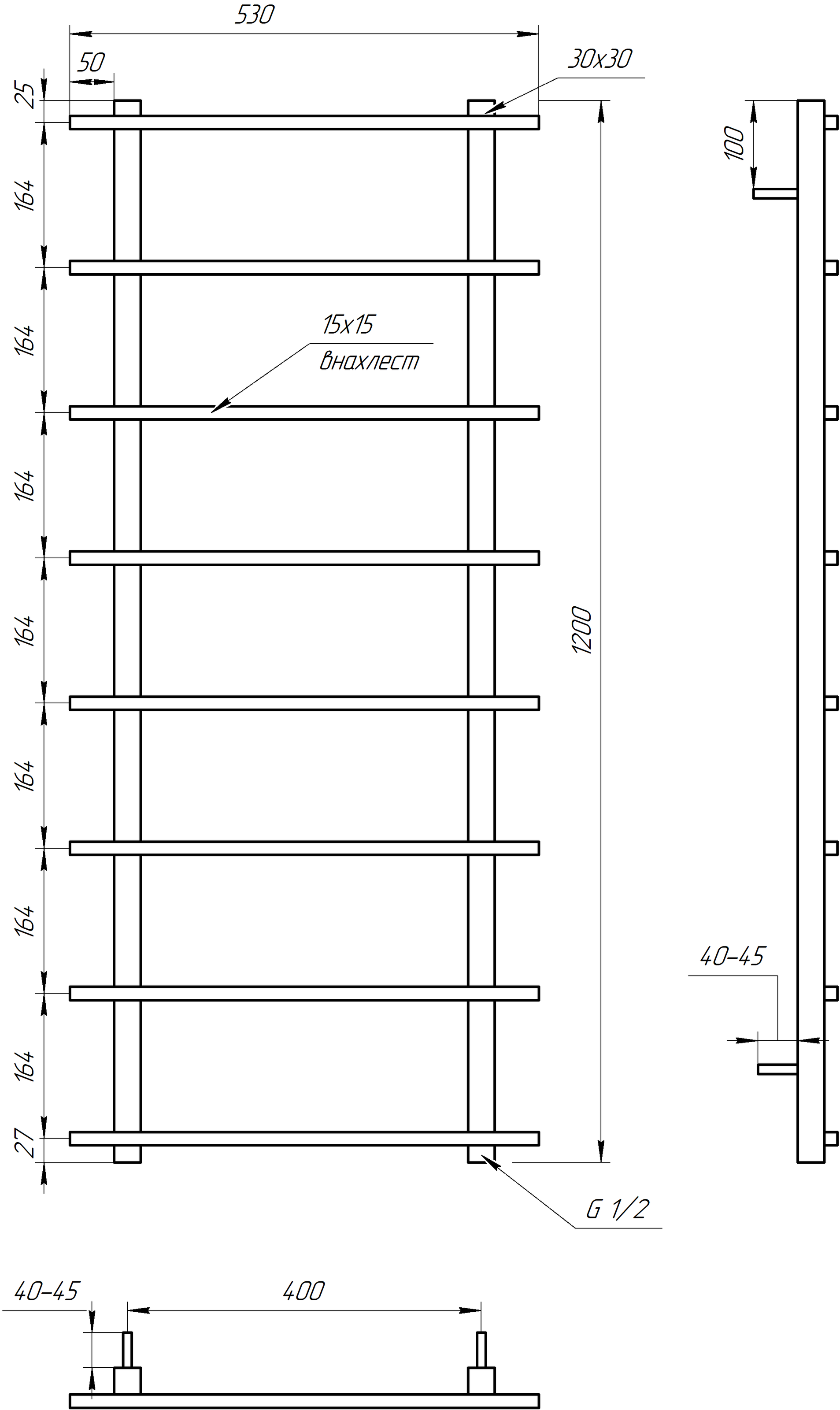 Рушникосушка електрична Genesis Aqua Kioto 120x53 см Чорний (2394) - фото 2