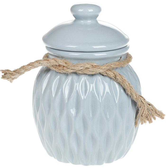 Банка керамическая Stone Flower для сыпучих продуктов Ø 12,5х17,5 см Голубой (BD-733-249)