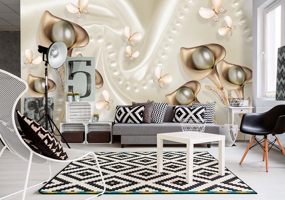 Фотообои 3D флизелиновые цветочные для спальни/зала/кухни Каллы на воде