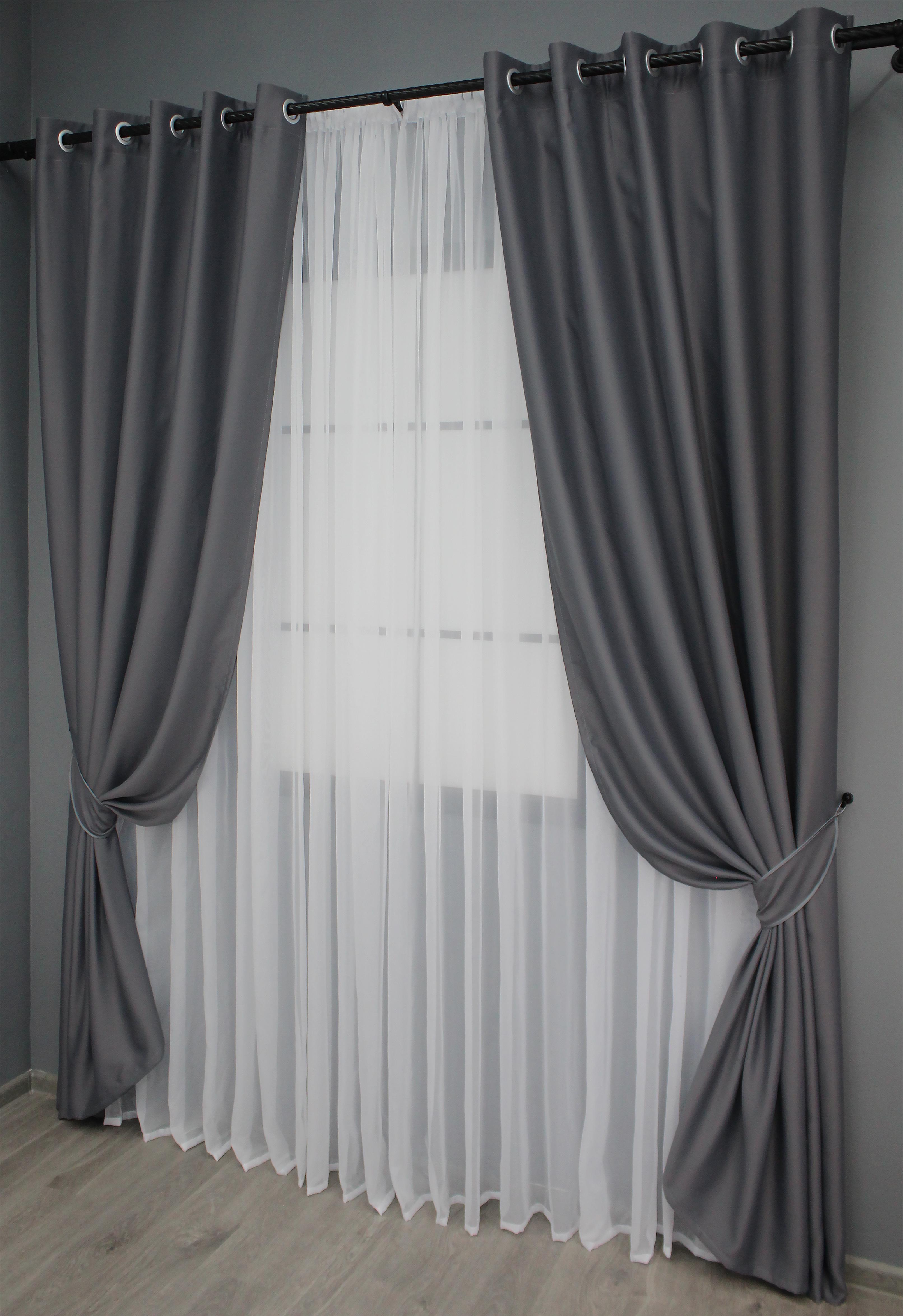 Комплект штор на люверсах VR-Textil Блэкаут Bagema Rvs № 1241ш 150х250 см 2 шт. Темно-серый (37-0013) - фото 2 Комплект штор на люверсах VR-Textil Блэкаут Bagema Rvs № 1241ш 150х250 см 2 шт. Темно-серый (37-0013) - фото 2