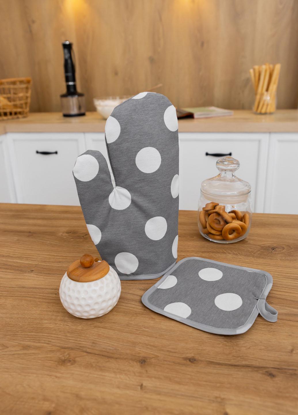 Набор варежка и прихватка водоотталкивающие Большой горошек - фото 2 Набор варежка и прихватка водоотталкивающие Большой горошек - фото 2